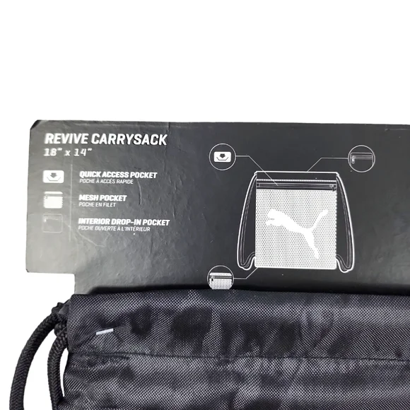 FINAL PRICE - PUMA 18" x 14" Black Revive Carrysack String Bag - Picture 3 of 5